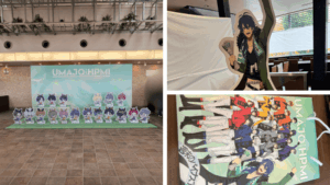 UMAJO×ヒプノシスマイク チビキャラ集合 フォトスポット UMAJO×ヒプマイ hypmic HPMI 東京競馬場 UMAJO×ヒプマイ シブヤ 有栖川帝統 Fling Posse パネル展示