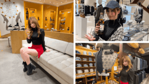 バーニーズニューヨーク銀座で撮影した筆者のショット（メゾン マルジェラ前を含む）