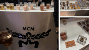 MCM DISCO PARTYで提供されたドリンクと韓国料理のコラージュ