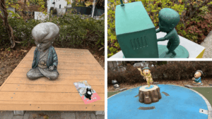 鬼太郎ひろばの妖怪像（子泣きじじい・ぬりかべ・ねずみ男などのフォトスポット）