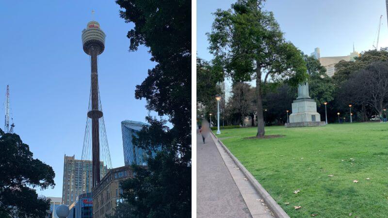 Sydney Tower EyeとHyde Park周辺の様子
