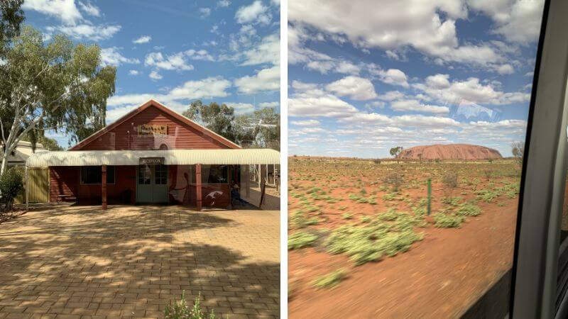 ホテルに荷物を預けたあとツアーに向かう流れとツアーバスから見たエアーズロック周辺の景色