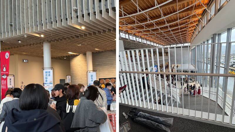 水木しげる生誕祭当日のみなとテラス内の風景と物販ブース