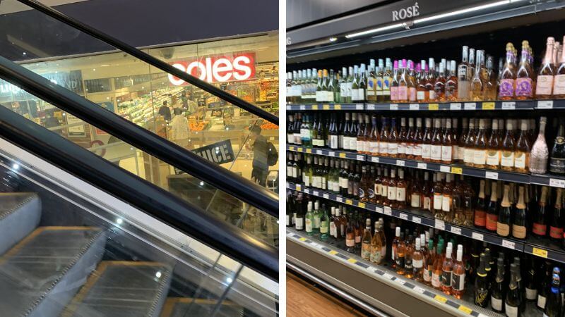シドニーのスーパーColesとリカーショップLiquorlandの店内の様子