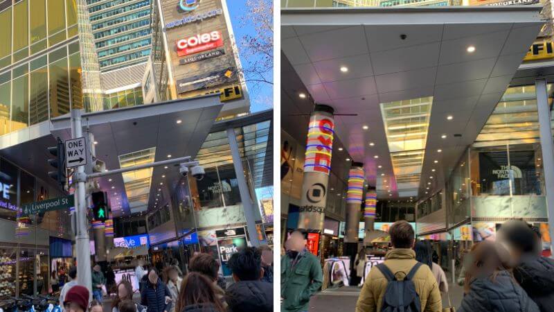 Rydges World Square周辺のショッピングモールと建物外観を撮影した写真