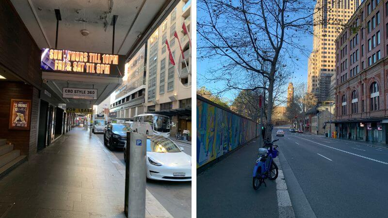 シドニー朝の街並みとCentral Railway Stationへ向かう道