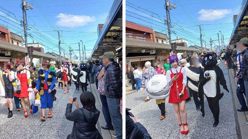 水木しげる作品のキャラクターが集まった妖怪パレードの様子