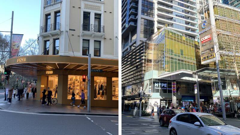 シドニー中心部の通りとリッジスワールドスクエア