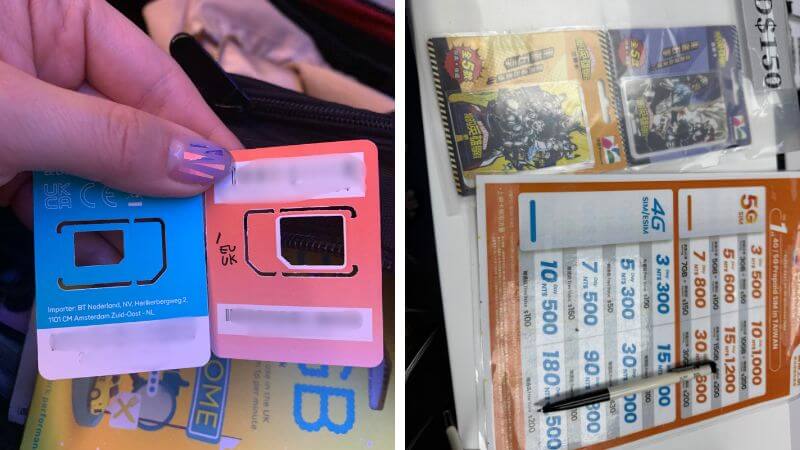 SIMカードと台湾空港のWi-Fi受け取りカウンターの案内