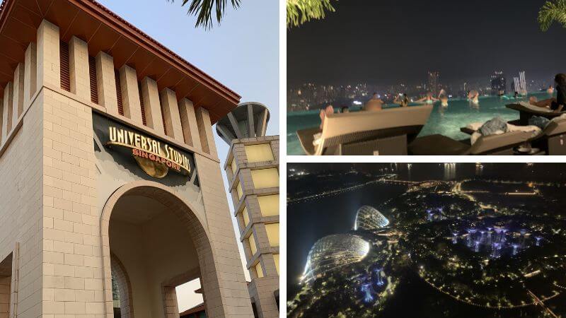 ユニバーサルスタジオシンガポールとマリーナベイサンズのプールおよび眺望