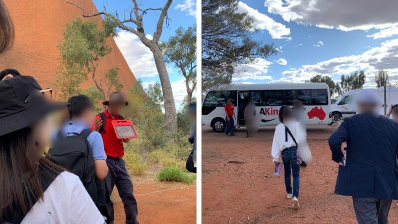 オーストラリアのウルルでの日本語ガイド付き現地ツアーの様子