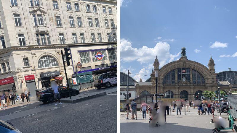 イギリスのホルボーン駅周辺とフランクフルト中央駅周辺
