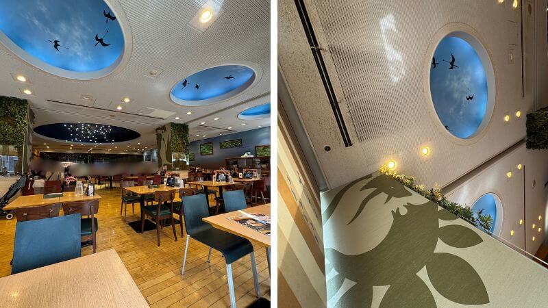 国立科学博物館内レストラン「ムーセイオン」の店内と天井の装飾