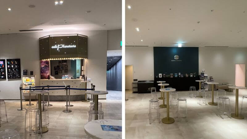 Cafe Planetariaの注文カウンターとスタンド