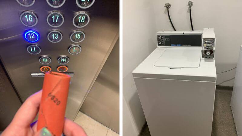 シドニーのホテルで両替してもらったコインとホテル内のコインランドリー