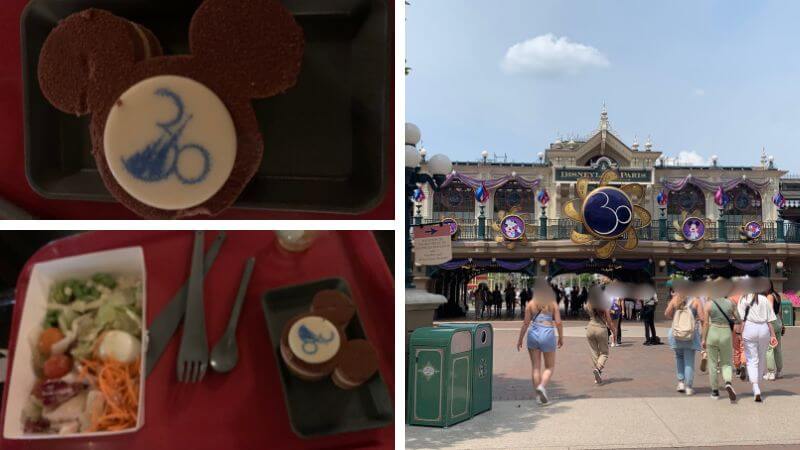 ディズニーランド・パリ30周年のケーキとサラダ、30周年装飾