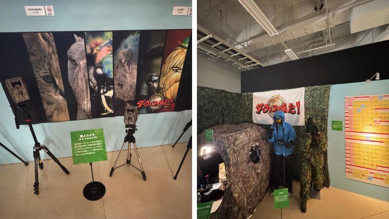 いきもの超ワールド展に展示されたダーウィンが来たの撮影機材と撮影用テント
