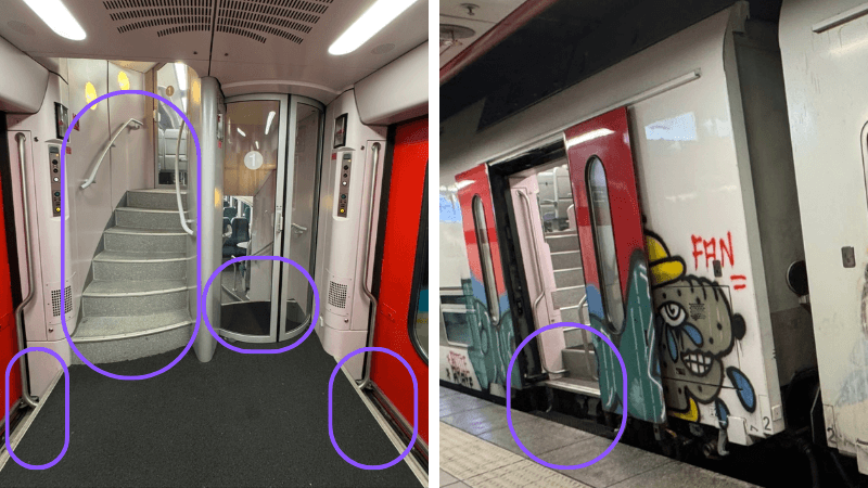 SNCB/NMBS列車の乗降口と車内にある段差・階段