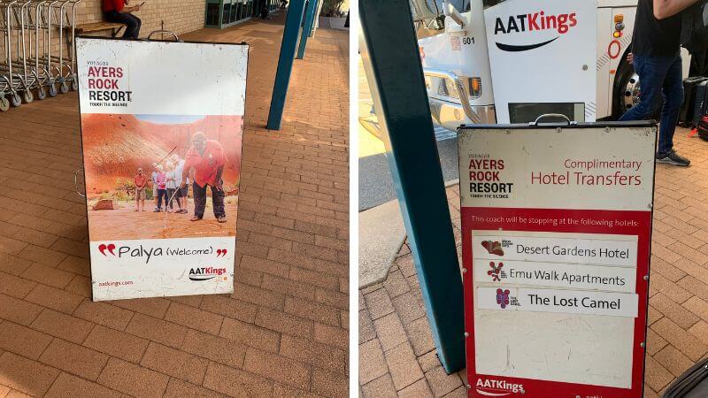 エアーズロック・コネラン空港のAAT Kings送迎案内