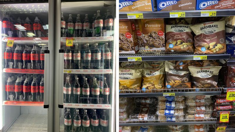 エアーズロック・リゾート内スーパーの商品棚