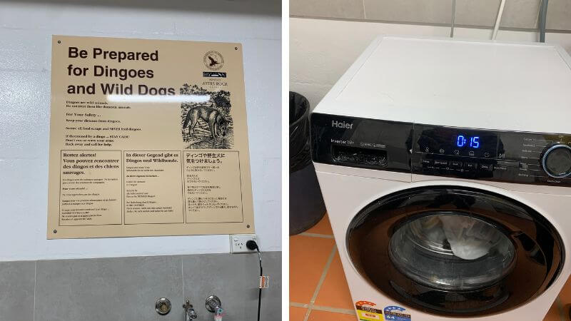 Outback Hotel & Lodge コインランドリーと注意書き